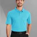 TACVASEN Mens Polo Shirts with Pocket Golf Polos Dry Fit Performance Short Sleeve Collared Shirt Casual Athletic Work (Blue, XL)