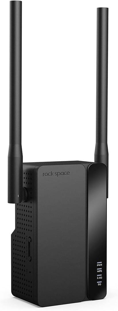 Rockspace WiFi 6 Extender: Up to 3000 Sq. Ft. Coverage, 50+ Devices, Dual-Band, 1.8Gbps Speed, 4 Antennas, AP Mode with Gigabit Port for Home & Gaming AX1800 (AX1800 Black 02)