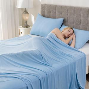 Syalife Cooling Blanket Throw for Hot Sleepers and Flashes, Ultra Thin Lightweight Summer Blankets with Q-Max 0.5 Arc-Chill Fiber, Double Sided (Blue, 50"x 70")