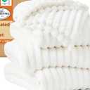 Bedsure GentleSoft Large Fleece Blanket for Bed - Cozy Soft Throw Blankets for Women, Cute Large Throws for Girls, Off White, 120x120 Inches