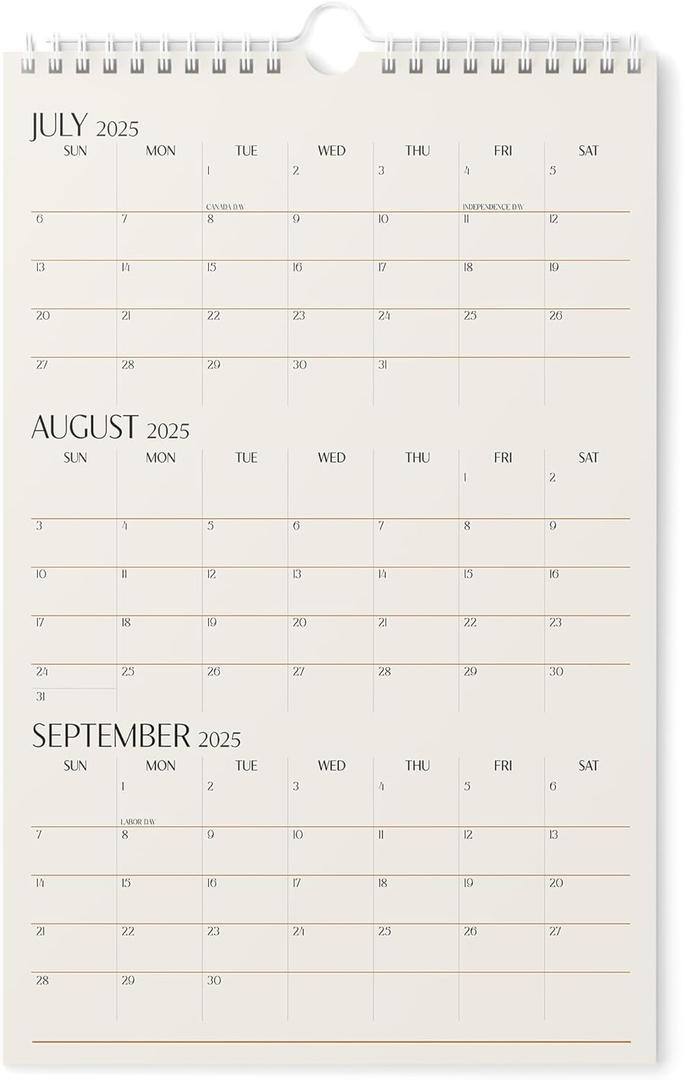 Karto 3 Month Wall Calendar 2025-2026 - Vertical 11x17 inch July 2025 to December 2026 - Boost Your Productivity and Easy Planning with the Aesthetic Monthly Calendar - Beige (Large)