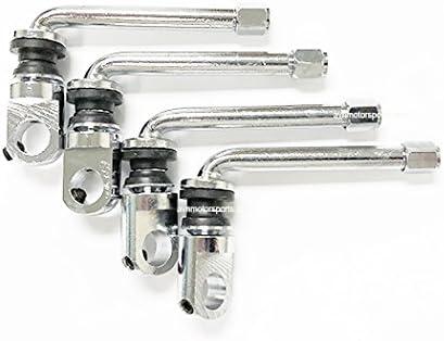 (4) Chrome 2.8" TPMS Valve Stems With TPMS Adapter  90 Degree  Multi-Piece Wheels  HRE MIRO FORGIATO WORK SSR WEDS