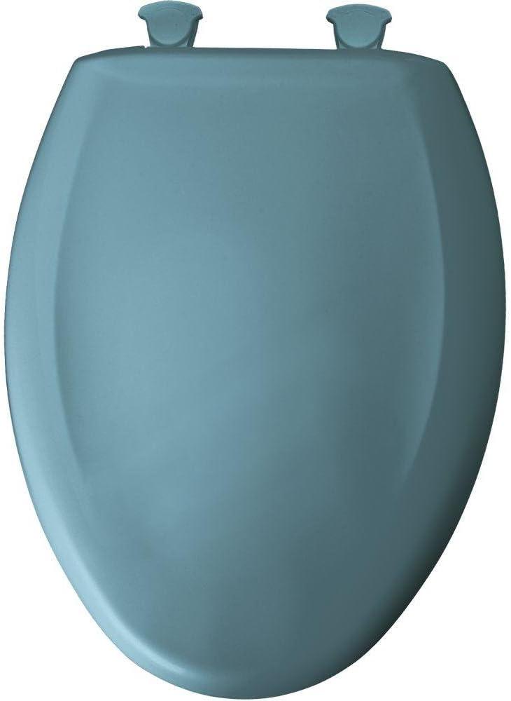 Elongated Closed Front Plastic Toilet Seat with Cover, Easy Clean , Regency Blue