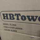 HBTower 4 Step Ladder,Lightweight Aluminum Folding Step Stool with Anti-Slip Wide Pedal,330lbs Capacity Step Ladder for Household,Kitchen,Office - Silver