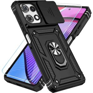 SunStory Compatible with Motorola Moto G Power 5G 2025/Moto G Power 5G 2026/Moto G Play 2025 Case with HD Screen Protector & Slide Camera Cover & Kickstand,[Military-Grade] Phone Case, Black
