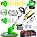 Weed WackerWeed Electric Eater 21V 2.0Ah Battery Powered, Cordless Weed Wacker/String Trimmer/Weed Trimmer is Perfect for Trimming The Yard and Bushes, Flower beds, patios.