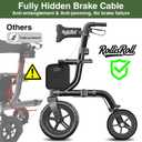 Walkers for Seniors, Rollator Walker with Seat, 12" Big Rubber Wheels All Terrain Rolling Walker, Foldable Rollator Walker, Built-in Cable, Reinforced Aluminum Frame, Black
