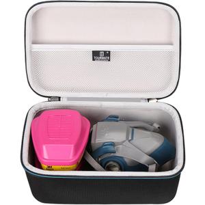 EVA Hard Case Compatible with 3M Half Facepiece Reusable Respirator 6200/07025(AAD)/6503QL and 3M P100 Respirator Cartridge/Filter 60923 Combo (Black)