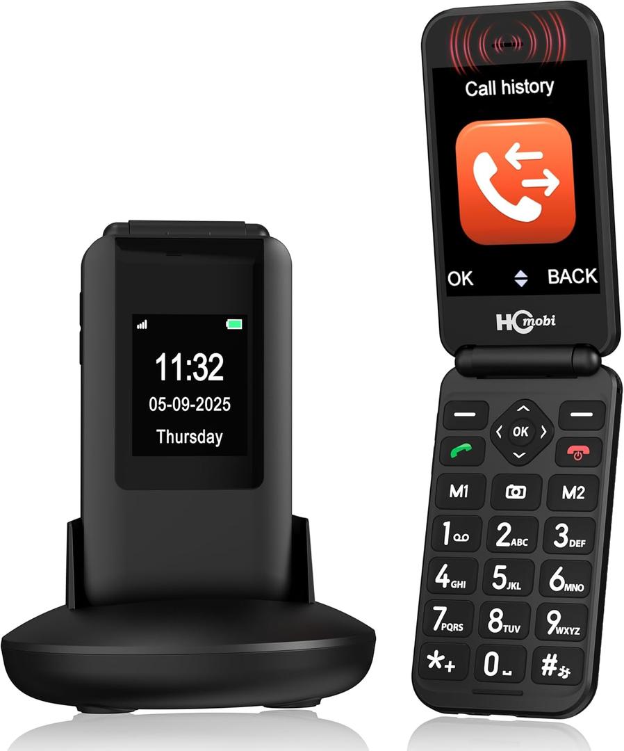 Flip Phones for Seniors2.8+1.5" Flip Phones Unlocked, Large Screen & Font & Buttons,Loud Volume,SOS Button,Speed Dial,Hans-Free,Bluetooth,FM Radio,1400mAh Battery