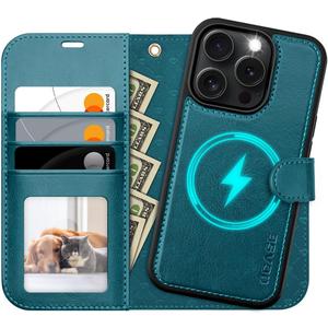 OCASE for iPhone 16 Pro Case Detachable Wallet Case with Card Holder, 2 in 1 Pu Leather Flip Folio with RFID Blocking Stand Wrist Strap Shockproof Phone Cover 6.3 Inch 2024, Peacock Blue