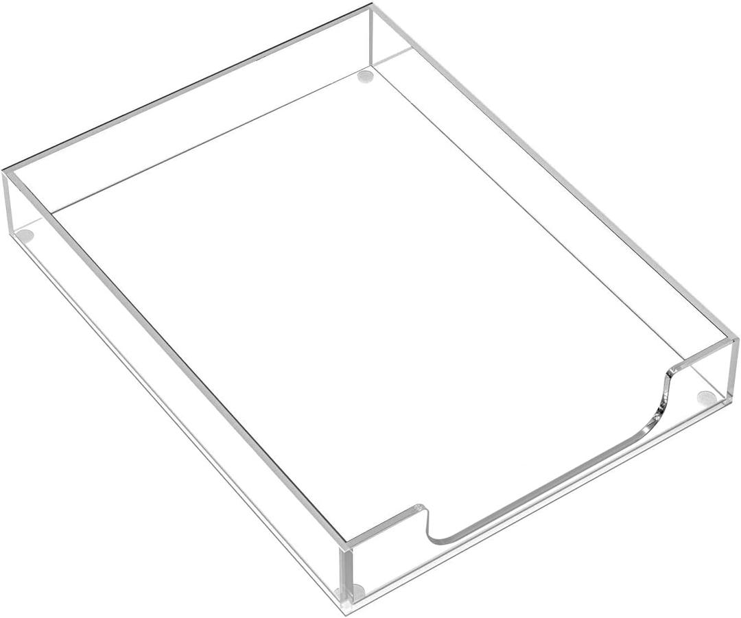 MaxGear Acrylic Letter Tray, Clear Desk Organizer for Papers, Documents, Magazines, Folders, Notebooks, and Stationery  Multi-Function File Tray and Desktop Organizer for Office, Home, and Workspace