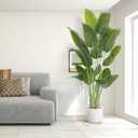 Artificial Bird of Paradise Plant 7.5Ft Tall Fake Tropical Palm Tree Large Fake Plants with 18 Silk Banana Leaves Faux Plant Indoor Decor Trees White Pot for Home Bedroom Living Room Office