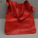 KlaOYer Oversized Leather Tote Bag Huge Capacity Work Hobo Pu Leather Bucket Purse And Handbag Large Soft Travel Shopping Bag (Red)