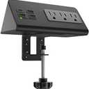Nightstand Edge Mount Power Strip with USB-C Ports Tabletop Surge Protector Desk Clamp Power Sockets with 3 AC Outlets &4 Fast Charging USB Ports for Home Office Hotel and Dormitory