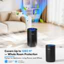 Upgraded Air Purifiers for Bedroom & Home with H14 True HEPA Filter, Covers Up to 1280ft, 360 Air Intake, Quiet Pet Air Purifier, Fragrance & Timer, Removes Smoke, Pet Dander & Pollen, Black