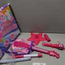 Kids Guitar and Microphone Set, Microphone with Stand and Color Light, Toy Guitar with Strap and Adjustable Volume, Toddler Musical Instrument for 5-9, Kids Karaoke Machine for Boy Girls (Pink)