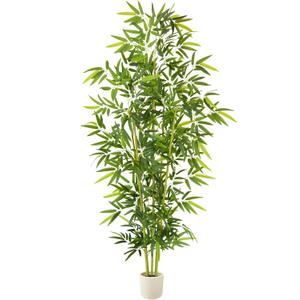 Warmplants 8ft Artificial Bamboo Tree, 96 Tall Large Fake Bamboo Plant with White Planter, Faux Trees for Indoor Outdoor Home Garden Entryway Office Dcor