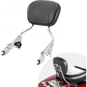 Detachable Passenger Backrest Compatible with 2009-2024 Harley Davidson Touring Street Glide Road King Electra Glide Ultra Limited, Chrome Quick Release Sissy Bar with PU Leather Pad