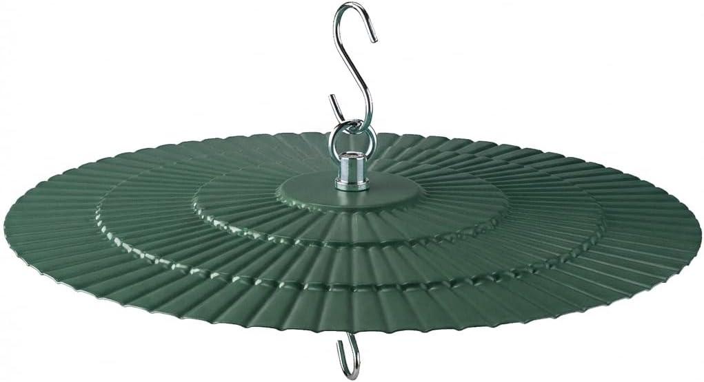 11.5" Metal Bird Feeder Rain Guard - Green Umbrella Cover Dome Shield for Garden Bird Feeders - Weatherproof Shade Baffle to Blend with Nature