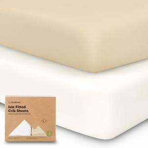2-Pack Crib Sheets for Boys, Girls - Viscose Derived from Bamboo Fitted Crib Sheet, Baby Crib Sheets Neutral, Crib Mattress Sheet, Toddler Bed Sheets, Baby Sheets for Crib Fitted Sheets(Khaki)