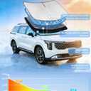 Windshield Sunshade for Kia Carnival 2022-2026 Sun Shade Windshield Upgrade 4 Layers Blocks UV Rays Custom Fit Carnival Car Window Shade Front Windshield Keep Cool Foldable Car Accessories