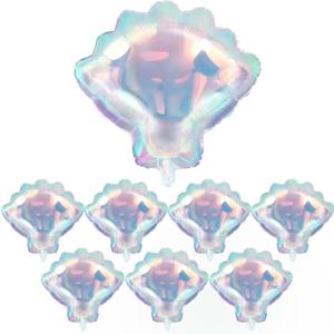 KatchOn Iridescent Seashell Balloons - 21 Inch, Pack of 8 | Sea Shell Balloons for Under the Sea Party Decorations | Mermaid Birthday Decorations