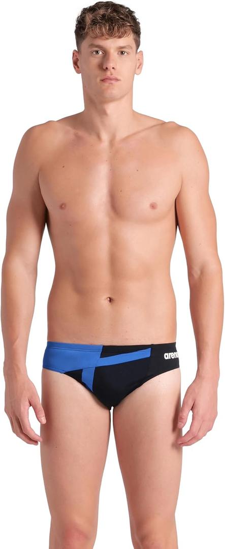 ARENA Mens Swim Brief Diamond Team Performance MaxLife Athletic Swimwear Professional Training Swimsuit Sports Bathing Suit, Black/Royal, US Size 34