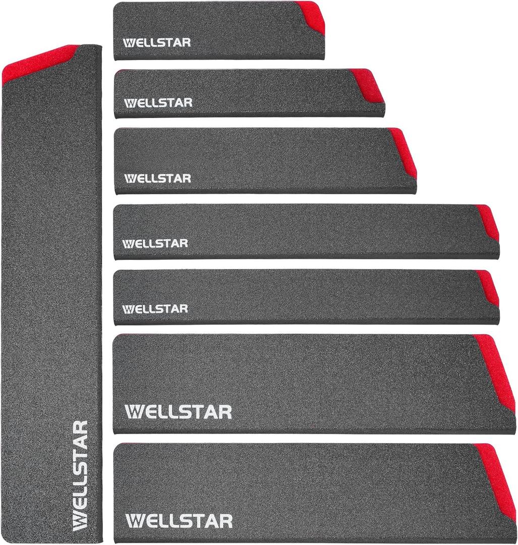 WELLSTAR Knife Edge Guards Set, 8 Piece Universal Blade Covers, BPA Free ABS Protective Blade Sheaths, Non-Scratch Felt Lining Kitchen Knives Covers (Knives not included)