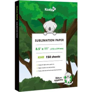 Koala Sublimation Paper 150 sheets 8.5x11 inches for Heat Transfer DIY Gift Compatible with Inkjet Sublimation Printer 105gsm