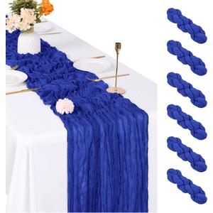 6 Pack Royal Blue Cheesecloth Table Runner, 17 x 108 inch, Semi Sheer Boho Cheese Cloth Fabric Table Runner Bulk for Wedding, Birthday, Party, Holiday, Home Decor (Royal Blue)