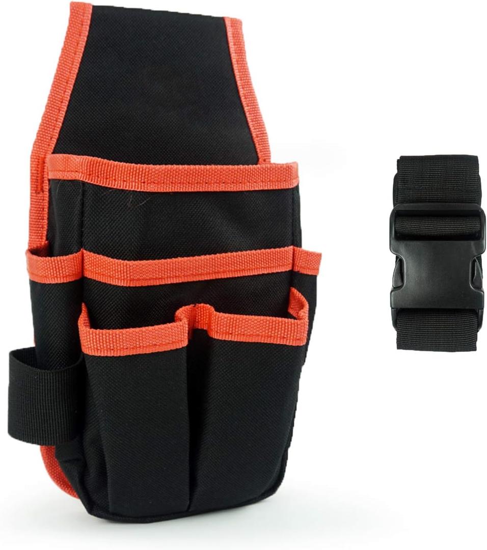 Canvas Tool Pouch Tool Organizer Bag Electricians Organizer Pouch Waist Bag for Tools with 6 Roomy Pockets, 9 Tool Loops, Adjustable Waist Strap for DIY Electricians Carpenters, Black