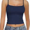 Avidlove Camisole Tank Tops for Women Square Neck Spaghetti Straps Double Lined Y2K Going Out Cami Top (X-Small, Navy)