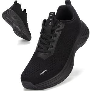 Wide Toe Box Shoes Women Sneakers Extra Wide Width Arch Support Non-Slip Tennis Athletic Ultralight Running Shoes for Women Walking Diabetic Plantar Fasciitis Footwear (8-8.5 Wide, All Black)