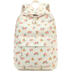 LEDAOU School Backpack for Teen Girls Elementary Middle School Bookbag Kids Backpacks Women Laptop Backpack Travel Daypack (Flowers With Red Pink Yellow)