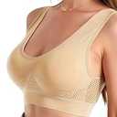 Wireless Sports Bras for Women Padded Breathable Hollow Out Seamless Support Yoga Walking Bra (Small, Skin Color)