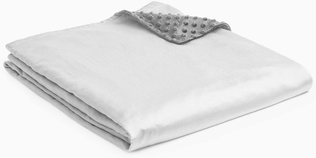 YnM Exclusive Cooling Rayon & Cozy Velvet Dual-Sided Cover for Weighted Blanket (48''x72'') - Light Grey