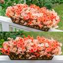 Fake Mums Fall Artificial Flowers Plants for Outdoors Autumn Decoration, 12 Bundles Silk Morning Glory with Eucalyptus Realistic UV Resistant Faux Mums for Outside Planter Yard Garden Home Indoor, Mix (2 Mixed Color(6 Orange, 6 Light Orange))