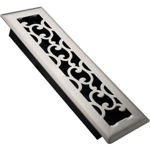 2x10 Inches Air Floor Vents Register Ease Adjust Air Flow Savannah Design-Heavy Duty Walkable Steel Decorative Vent Covers for Home Floor - Satin Nickel Floor Vent Covers
