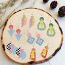 beinkmake 12Pairs Diamond Painted Earrings Making Kit Punk Diamond Art Earring Set Lightning 5D DIY Acrylic Diamond Earrings for Adults Craft Party Festival Gifts