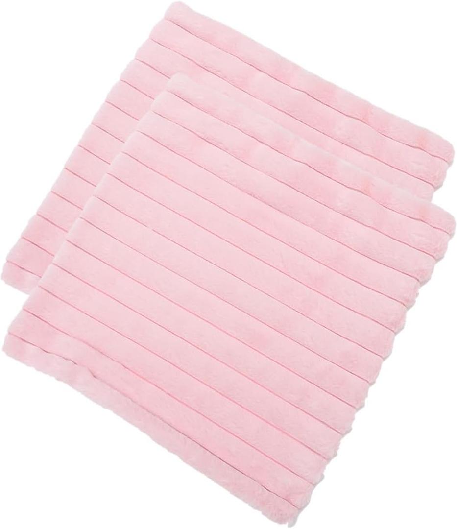 2pcs Plush Throw Pillow Covers Soft Decorative Couch Pillowcases for Home Decor Removable Washable Faux Fur Cushion Covers for Living Room and Bedroom (17.7" x 17.7" (Pack of 1), Pink)
