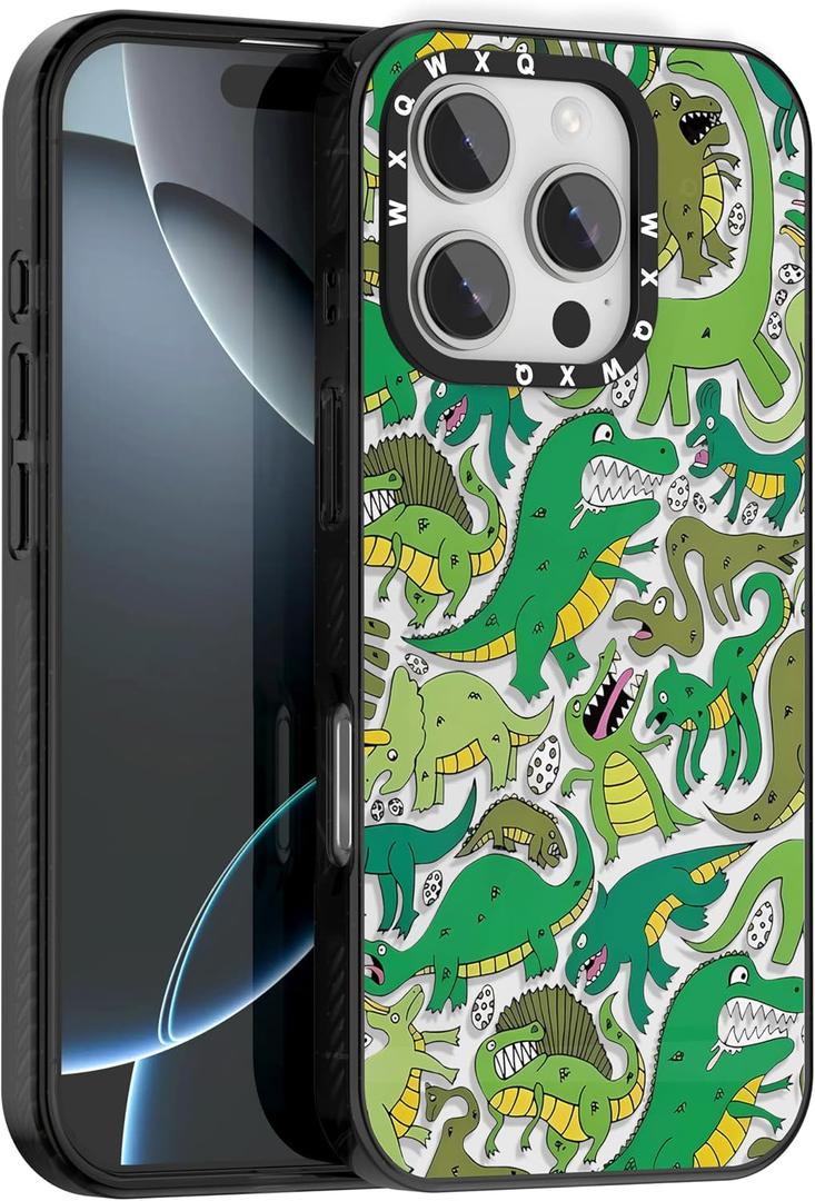 for iPhone 16 Pro Case TPU+PC Premium Painted Anti-Drop Phone Case Superior Shock Absorption Military-Grade Drop Protection Cute Cartoon Dinosaur Design Phone Case