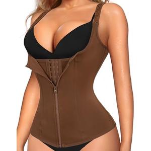 LODAY Waist Trainer Corset for Women Tummy Control Sport Workout Body Shaper Black (Brown, Large)