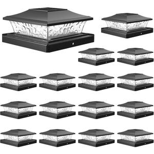 VOLISUN Solar Post Cap Light 16Pack Black: RGB Color Changing - Fence Cap Lights Solar Outdoor Waterproof for 4x4 5x5 6x6 Wooden Vinyl Post