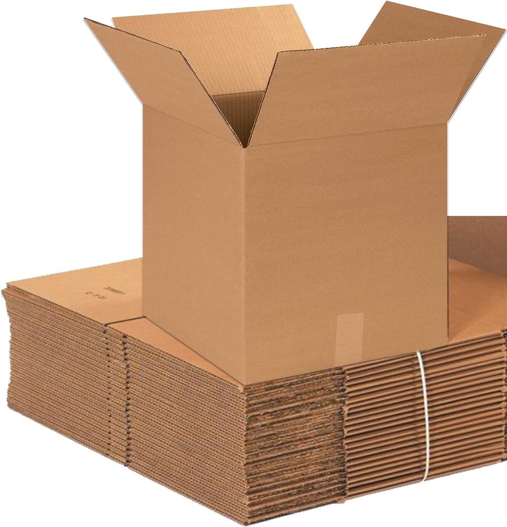 CRUGLA 12x12x6 Shipping Boxes 15 Pack, Brown Corrugated Cardboard Boxes with Side-Lock and Pre-Applied Double-Sided Tape, Easy Assemble Packing Mailer Boxes for Small Business Shipping