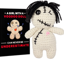 Positive Voodoo Doll Funny Handmade Crochet Stuffed Plush with Positivity Affirmation Card for Halloween Decor Lucky Gag Gift (Classic)
