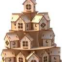 24 Day Advent Calendar Christmas Decoration Reusable Wooden Gift Supplies Ornament Wooden House, for Office New Year Party