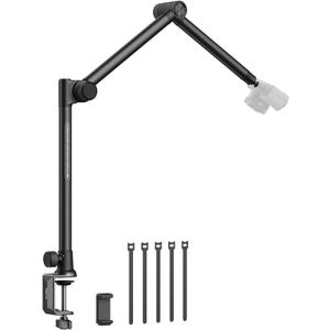SMALLRIG Overhead 3-Section Desktop Camera Bracket, Damping Boom Arm Desk Mount with 360 Rotatable Ball Head, Tabletop C Clamp, Max Load to 4.4lbs / 2kg for Photography Videography Live Stream