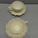 Flower Shaped Ceramic Coffee Cup Teacup with Saucer, Set of 2
