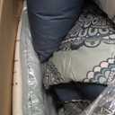 Amazon Basics 10-Piece Bed-in-a-Bag Comforter Set, Soft, Lightweight Microfiber, Full/Queen, Sea Foam Medallion