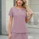 TCOT Pajamas for Women Set Summer Fashion Short Sleeve Crewneck Tops with Skirt Sets Pajama Casual Loungewear (XXL)